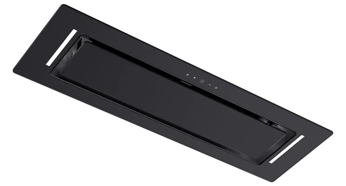 Schweigen Non-Silent Undermount Black Glass Rangehood Built-in Motor BGUM-9B · 90cm · 900 m³/h
